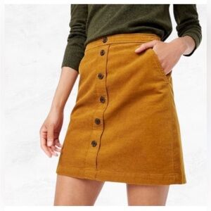Corduroy Button-Front Skirt in Tan/Mustard Brown